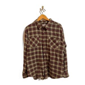 Vintage Haband Causal Joe Plaid Pearl Snap XL Cotton Long Sleeve Shirt